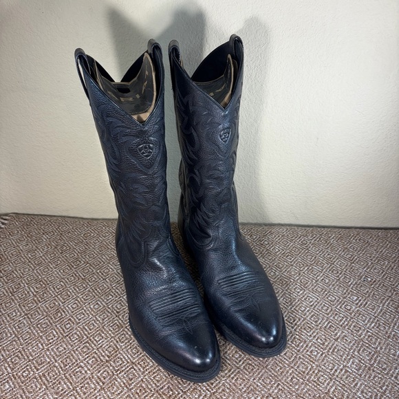 Ariat Other - Ariat Heritage R Toe Western Cowboy Boots Black Deer Tanned Leather Men's US 12D